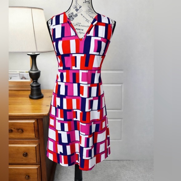 Jude Connally Beth JC Blocks Pink Sleeveless Geometric Shift Dress XS💛 - Picture 8 of 9